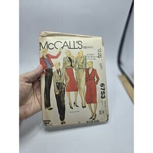 McCall's 6753 ~Misses Lined Jacket-Straight Skirt-Narrow Pants ~ 10 ~ Bust 32.5"